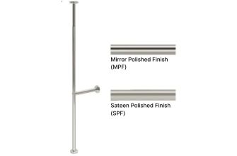 AWS Chelsea Floor to Ceiling Stainless Steel Part Ribbed Grip Grab Pole with Lateral Grab Bar - Custom Lengths up to 2743x950mm - Choice of Finishes