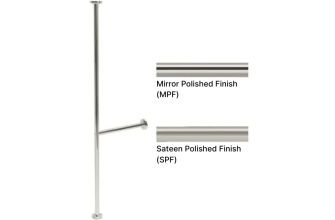 AWS Chelsea Floor to Ceiling Stainless Steel Grab Pole with Lateral Grab Bar - Custom Lengths up to 2743x950mm - Choice of Finishes
