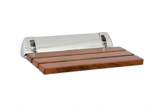 AWS Folding Teak Wood Slatted Friction Shower Seat