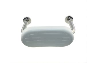 AWS Regent Stainless Steel Toilet Backrest Rail with White Cushion - 400mm Width x 240mm Projection - Mirror Polish Finish