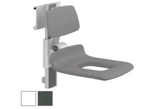 Pressalit R7455 PLUS Shower Seat 450 with Aperture, Manually Height and Sideways Adjustable - Choice Anthracite or White