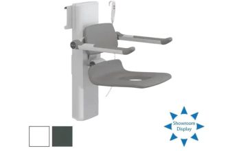 Pressalit R7665 PLUS Aperture Shower Seat 450, Electrically Height Adjustable & Sideways Adjustable, Wired Hand Control - Choice of Anthracite or White