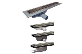 Purusline Living 800mm Linear Drain, Bronze Frame & Tile Insert - Outlet Choice