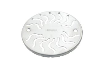 Purus Round 130mm Dia. SS Grate for Mini Gullies in Vinyl Floors - Wave Design - Lockable with Fixings